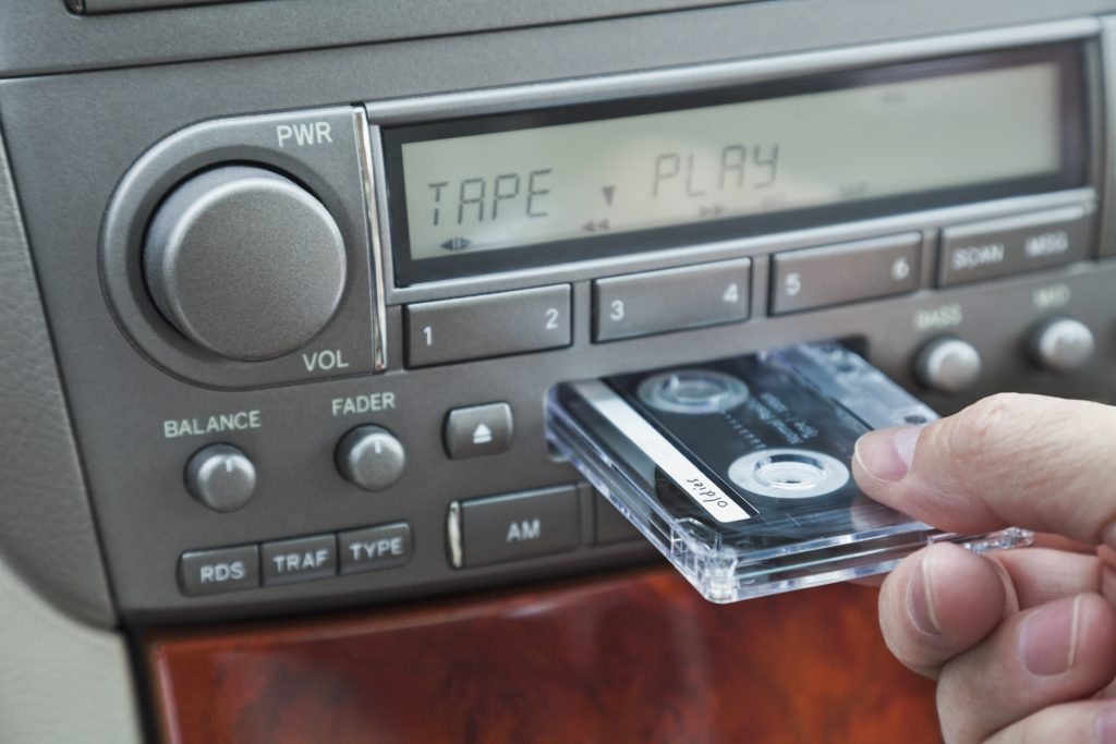 cassette in car tape player