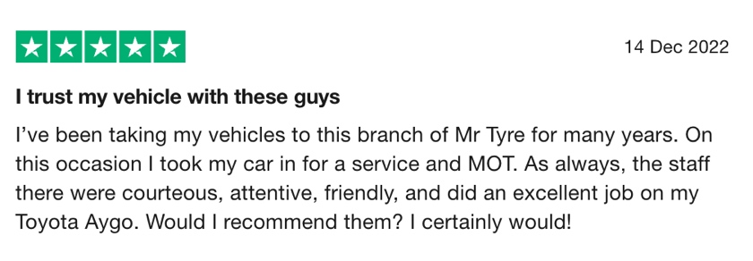 Mr Tyre Trustpilot review